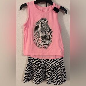 Pink Zebra Print Tank Top and Skirt Set